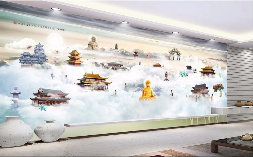 

3d wallpaper custom Non-woven and silk mural Full scene wonderland fairy tale heavenly palace painting wallpaper for walls 3 d
