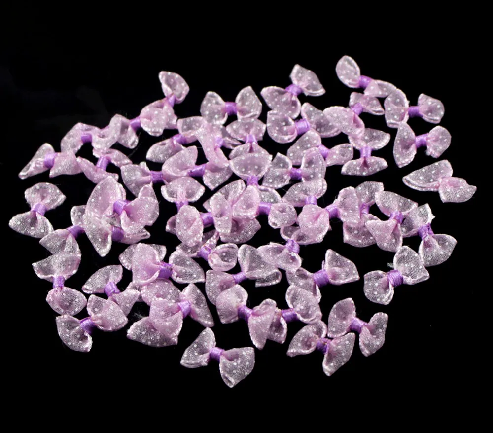 Purple 12pcs Lucia crafts, 2,5 см, 12 шт./24 шт., банты из органзы в горошек, для девочек, бутик, мини бант для волос, головной убор, сделай сам, одежда для рукоделия, B0810 - Цвет: Purple 12pcs