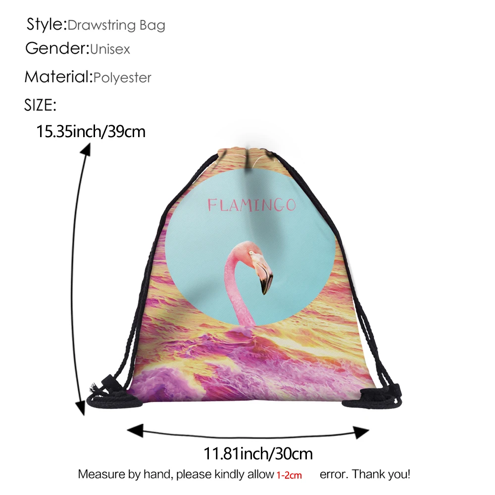 Deanfun 3D напечатанные мешки Drawstring Фламинго милый подарок для девочек школа