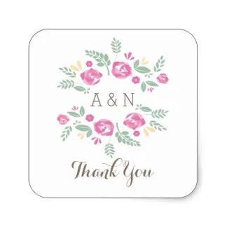 3 8 см розовый кантри Цветочная монограмма Спасибо наклейки|stickers thanks|stickers thank