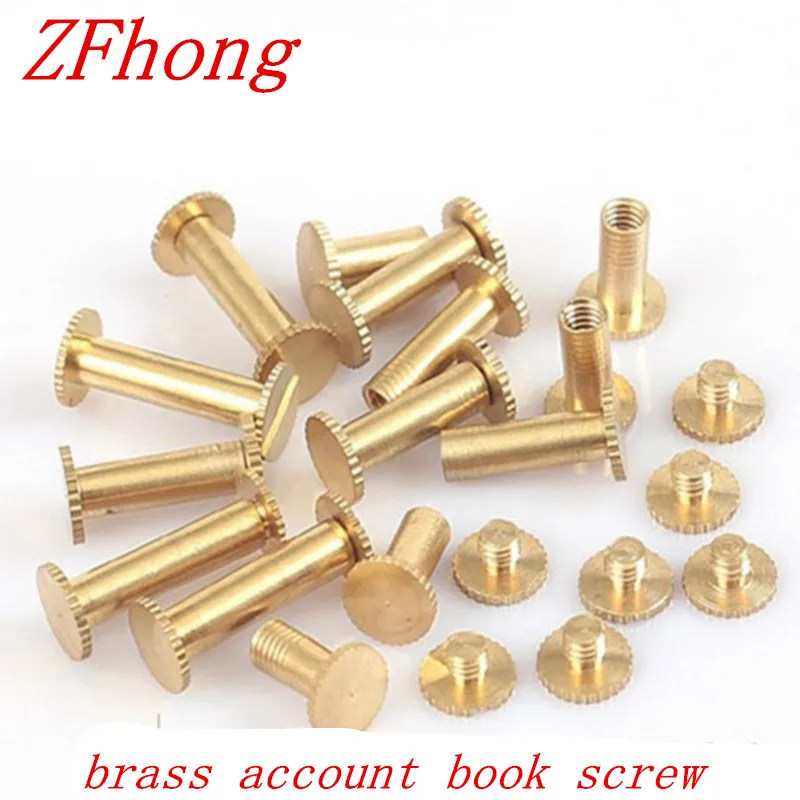 50pcs DIa 4.5mm L=5/6/8/10/12/15/20/25/30/35/40/45/50 Pure Brass Chicago Screw brass account book screw | Обустройство дома