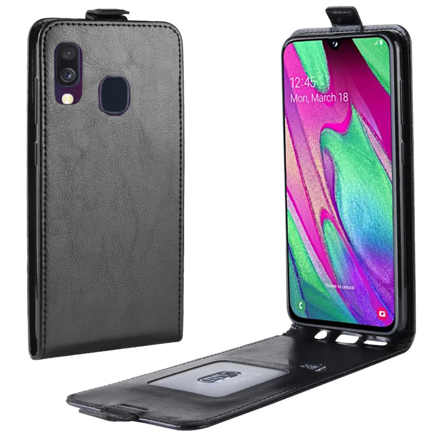 

Чехол-книжка для Samsung Galaxy A40, кожа, вертикальный, 2019