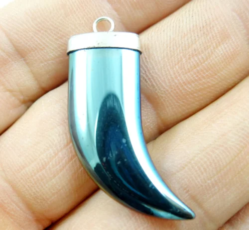 Натуральный кварц хрусталь титана гематит ручная работа рожки подвеска с