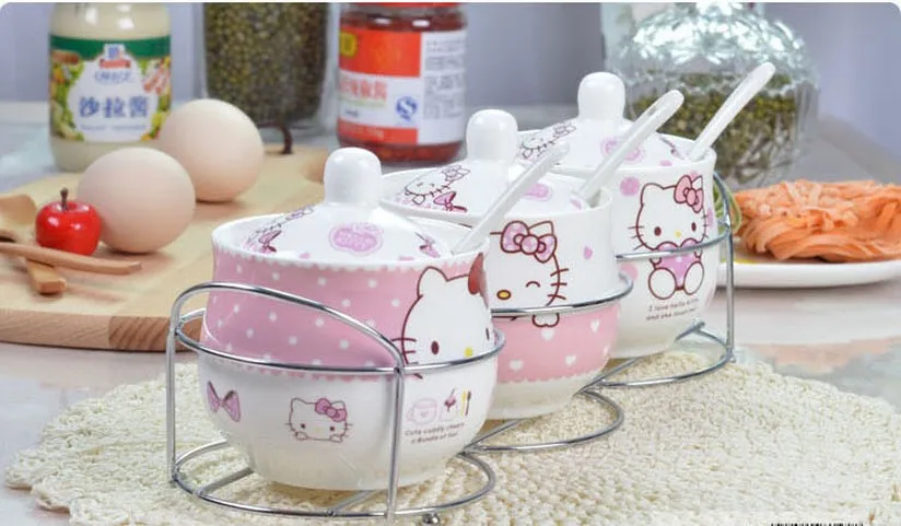 Рисунок «Hello Kitty» Кухня комплект Пособия по кулинарии инструменты KT набор для приправ Творческий солонка 8,5*10 см 230 мл качество Керамика 3 шт./компл