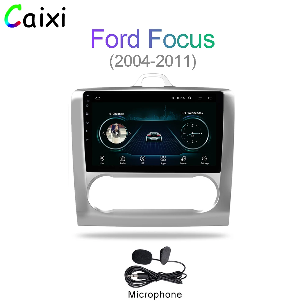 CAIXI 9 ''2.5D Android 8,1 автомобильный Радио мультимедийный плеер для 2004 2005 2006-2011 Ford Focus Exi AT 2DIN Gps навигация автомобильный DVd - Цвет: Cx-ff-MIC