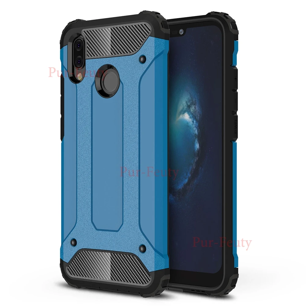 Встроенная чехол для Huawei p20 Lite P20Lite ANE-LX1 ANE-L02 мягкой ТПУ с Жесткий PC Обложка для Huawei p20 Pro Nova 3E телефон случаях - Цвет: light blue