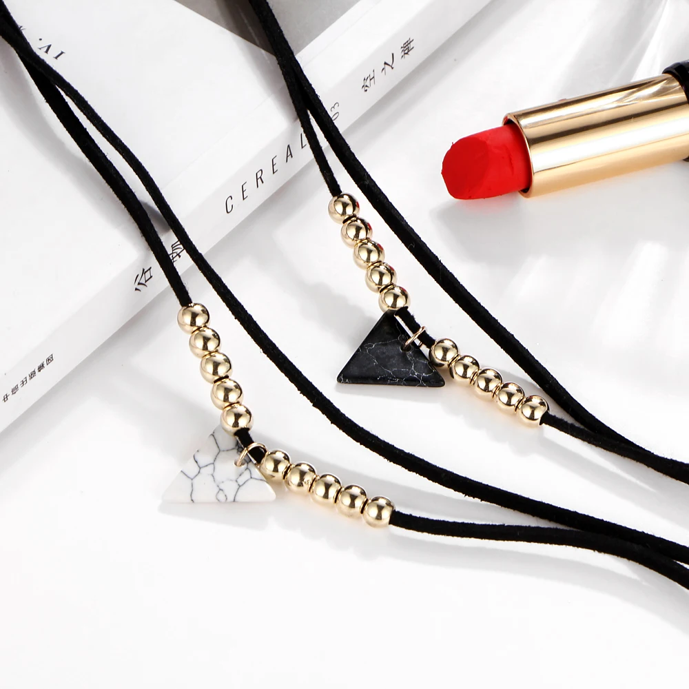 Богемный Треугольники двойной Слои колье Цепочки и ожерелья s для Для женщин Мода