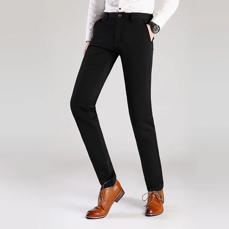 Брендовые мужские брюки Slim Fit весна лето повседневные деловые винно красные