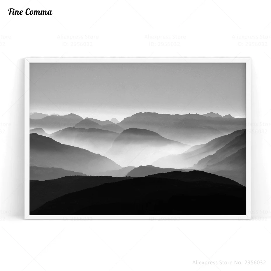 Настенный постер Foggy Mountain в скандинавском стиле декор для скандинавской стены