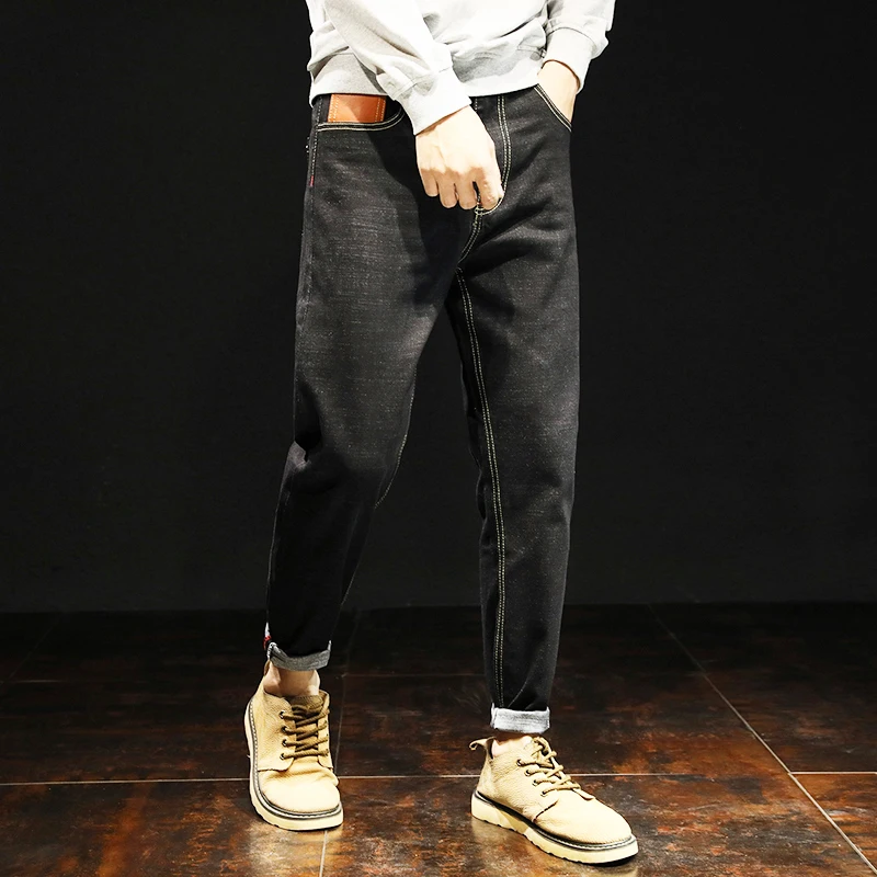 Vomint 2019 Новые мужские джинсы кожа шить карманы детали Стройный Halen штаны Wash Distressed