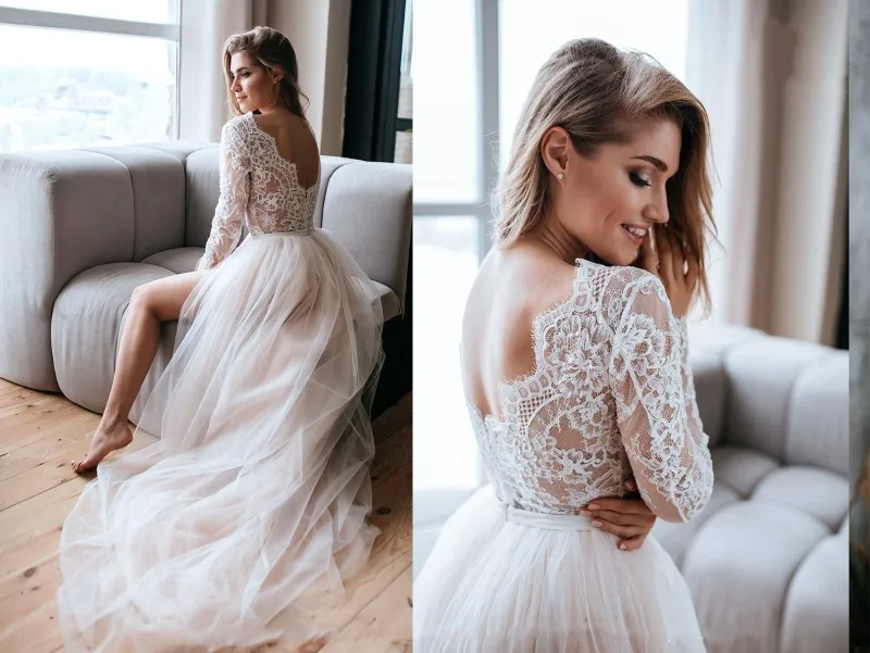 2019 богемное свадебное платье es Sexy V образный вырез с длинным рукавом кружевные