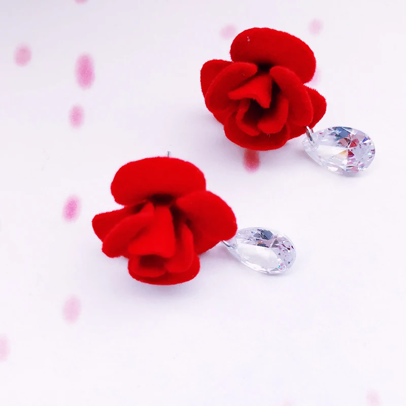 Wukaka New Fashion Plush small red Earrings for Women All-match hypoallergenic zircon jewelry | Украшения и аксессуары