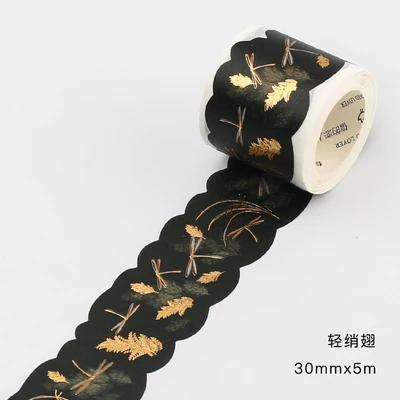 gold flower Dragonfl Золотая фольга древние растительные краны Ретро цветок ветка в форме бронзового васи лента DIY планировщик для скрапбукинга маскирующая лента Escolar - Цвет: gold flower Dragonfl