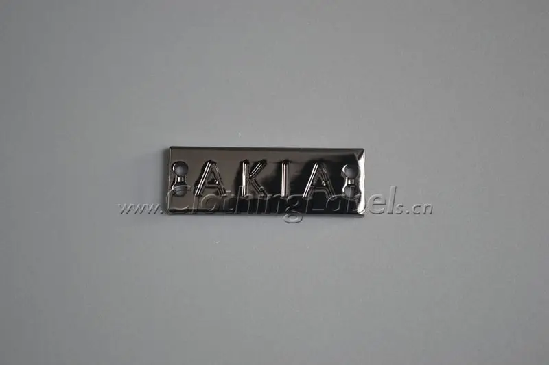 

Custom metal labels for bag, clothing, shoes, engraved logo, zinc alloy material, gunmetal color, accept small order