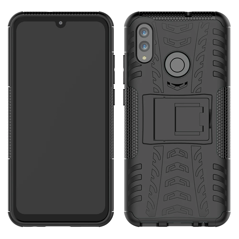 For Huawei P Smart 2019/Honor 10 Lite Case Dual Layer Tire Pattern Armor Anti Drop Back Stand Cover 2019 | Мобильные телефоны и