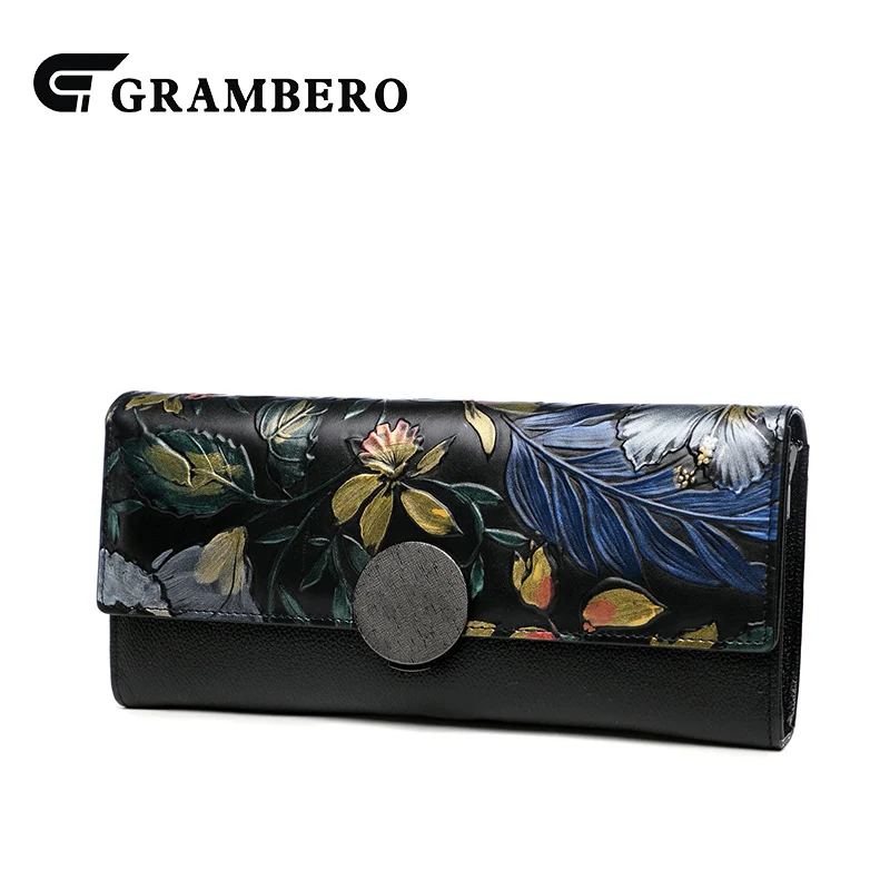 Модный Топ кожаный чехол для женщин банкетный клатч кошелек цветочный узор