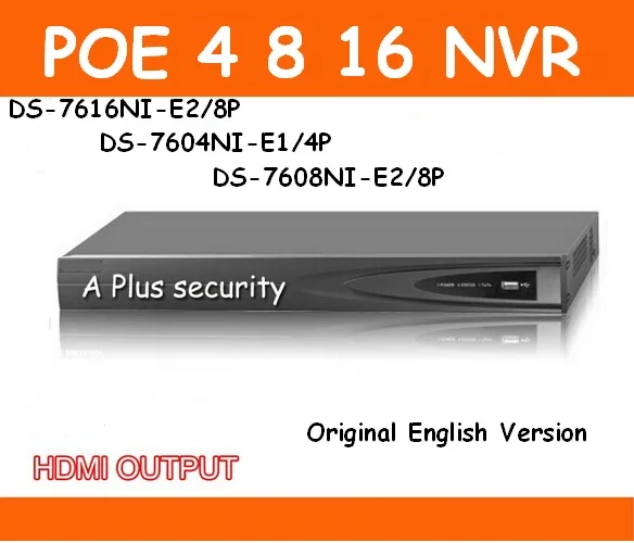 Оригинальная английская версия DS 7604NI E1/4 P 7608NI E2/8 7616NI Poe порт NVR обновление