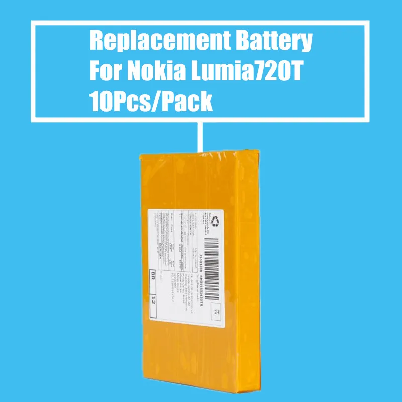 10 шт./упак. сменный аккумулятор 2000 мАч для Nokia Lumia720/720 T/625/625 H высокого качества |