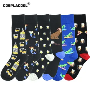 Harajuku крутые носки для мужчин, пиццы, пива, русалки, Happy Sokken, креативные носки для скейтборда, забавные носки, Crazy Calcetines Homme Meias