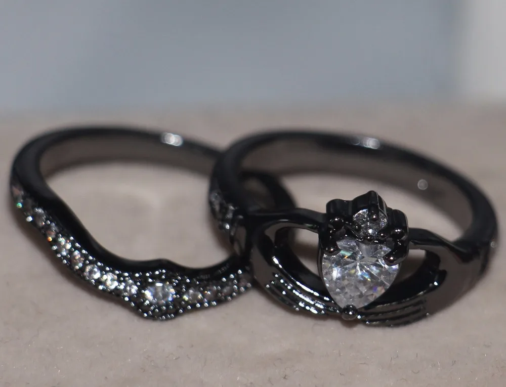 Лидер продаж Claddagh модные ювелирные изделия 10kt черный золотой Заполненный Белый