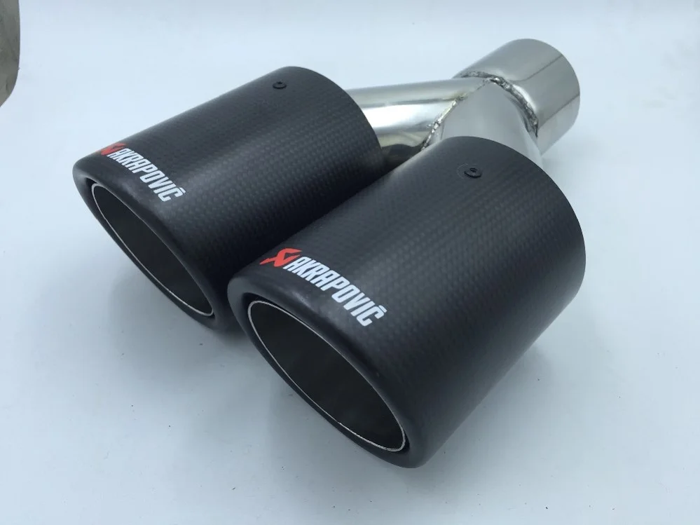 Inlet51/54/57/60/63mm outlet76/89/101mm carbon fiber 304 Stainless Steel exhaust tip pipe muffler for universal brands |