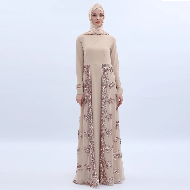 Лето 2020 платья с длинным рукавом и блестками в мусульманском стиле Дубая |