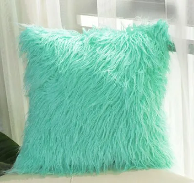 Длинная плюшевая однотонная наволочка 45х45см для дивана кровати мягкие меховые