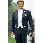 Черный свадебный мужской костюм fraqua do noivo, Красивый смокинг для жениха, с хвостом на шести пуговицах, Жених Невеста