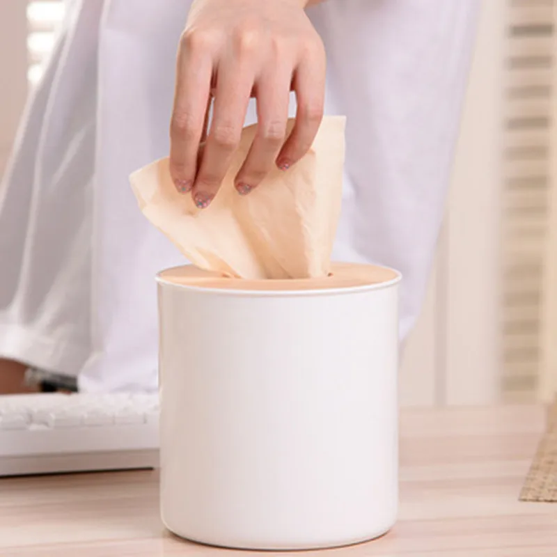 cylindrical Пластиковая коробка для салфеток, деревянный чехол, держатель для телефона, чехол для салфеток, съемный Домашний Органайзер, инструменты для украшения дома, автомобиля - Color: cylindrical