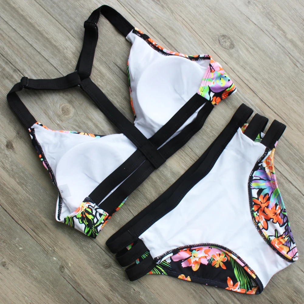 ZMTREE Цветочный комплект бикини сексуальный 2017 летний бандажный женский купальник