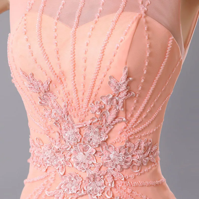 Пром Платья для выпускного Коралл Русалка вечеринок Кружева аппликации из