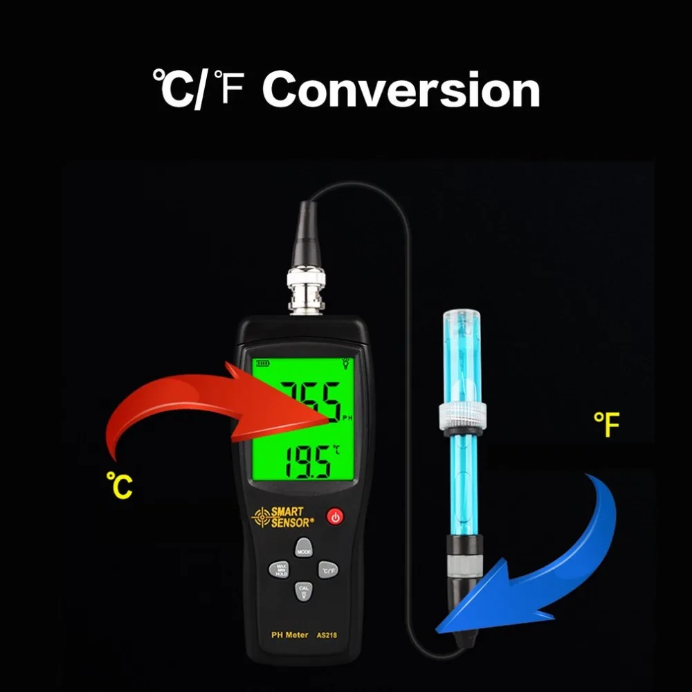 Цифровой рН метр AS218 измеритель кислотности воды с ЖК дисплеем и жидкостью 0 00 ~ 14