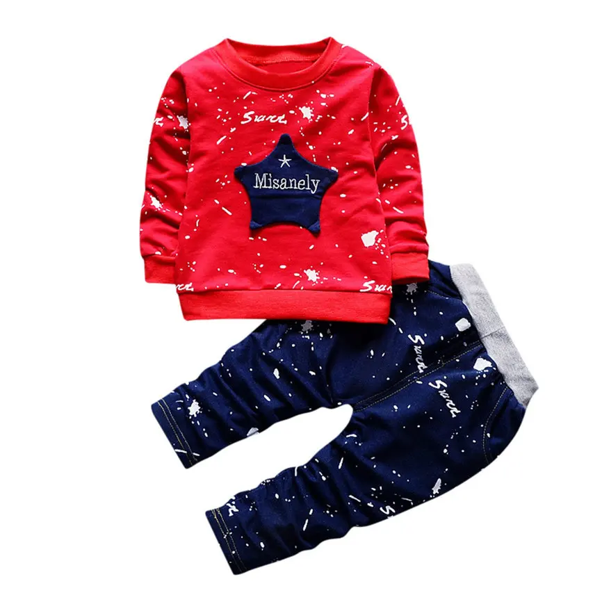Baby Boy Sport Tracksuit Suits Spring 2018 Newborn Infant Boys Star Print Tops+Pants Outfits Clothes Set Dropshipping BTTF |