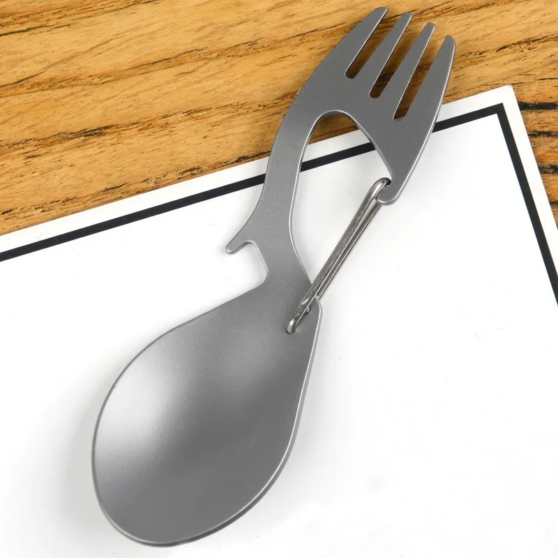 Многофункциональный инструмент титановая конструкция Spork многофункциональная Ложка Вилка карабин открывалка для бутылок Открытый Отдых Пикник посуда