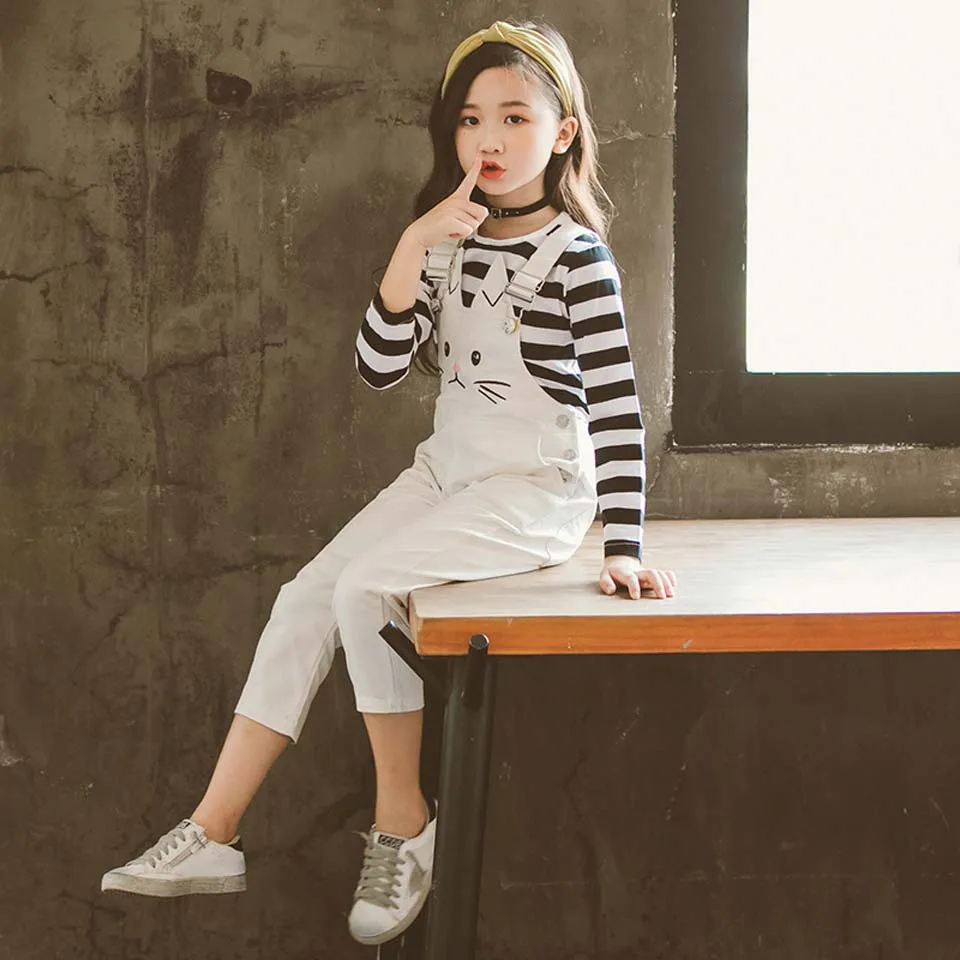 Одежда для маленьких девочек футболка в полоску с длинными рукавами Топы +