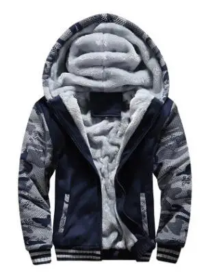 navy blue Зимние флисовые толстовки, мужские толстовки, мужские толстовки с капюшоном и штанами, мужские куртки с капюшоном, повседневные мужские спортивные костюмы, худи на молнии - Цвет: navy blue