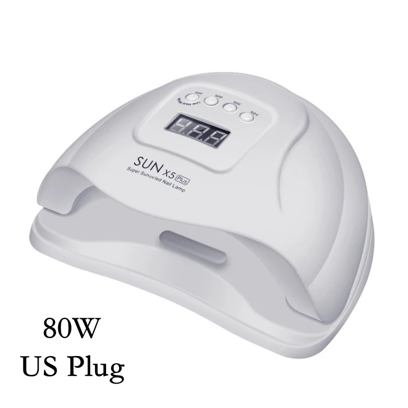 US Plug SUN 5X Plus, УФ светодиодная лампа для всех гелей, Сушилка для ногтей, 80 Вт, светодиодные лампы для маникюра, гелевая лампа для сушки ногтей, профессиональный Гель-лак - Цвет: US Plug