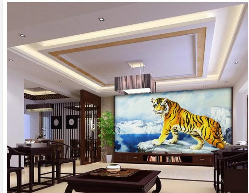 wallpaper modern 3d Home Decoration King of the forest tiger TV wall decoration painting room | Обустройство дома