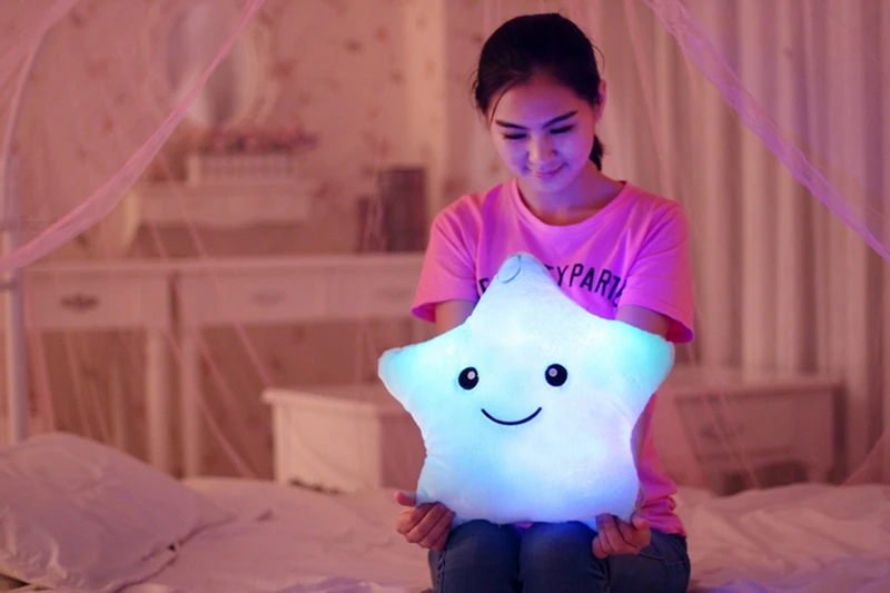 Kawaii Star Подушка Плюшевые игрушки милая светящаяся мягкая игрушка светодиодный светильник Подушка светящаяся в темноте плюшевая кукла-подушка игрушки для детей