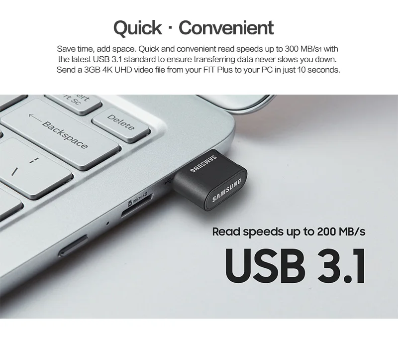 samsung FIT PLUS, USB 3,1, флеш-накопитель, маленькая флешка, 32G/64G/128G, карта памяти, флеш-накопитель, устройство, u-диск, мини-usb ключ