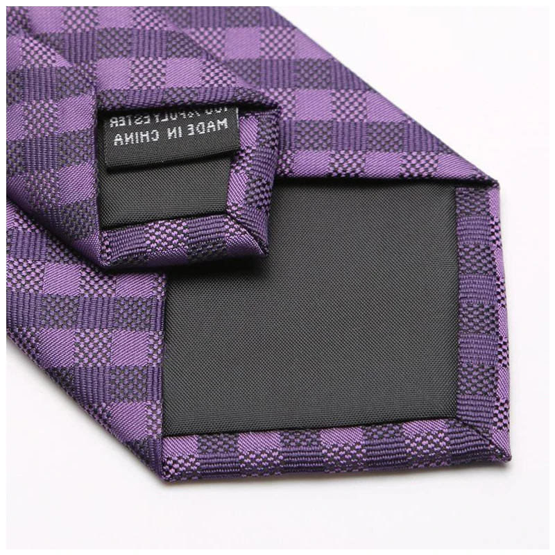 Мужской классический клетчатый галстук фиолетовый 7 см Подарочная коробка 2019 |