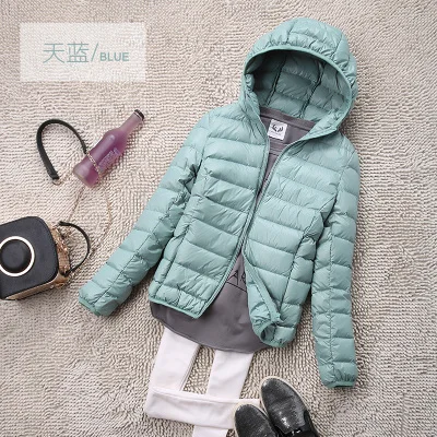pink blue Sanishroly S-4XL, Осень-зима, женский пуховик с капюшоном на белом утином пуху, женский ультра-светильник, пуховик, парки, Короткие топы размера плюс, S435 - Цвет: pink blue