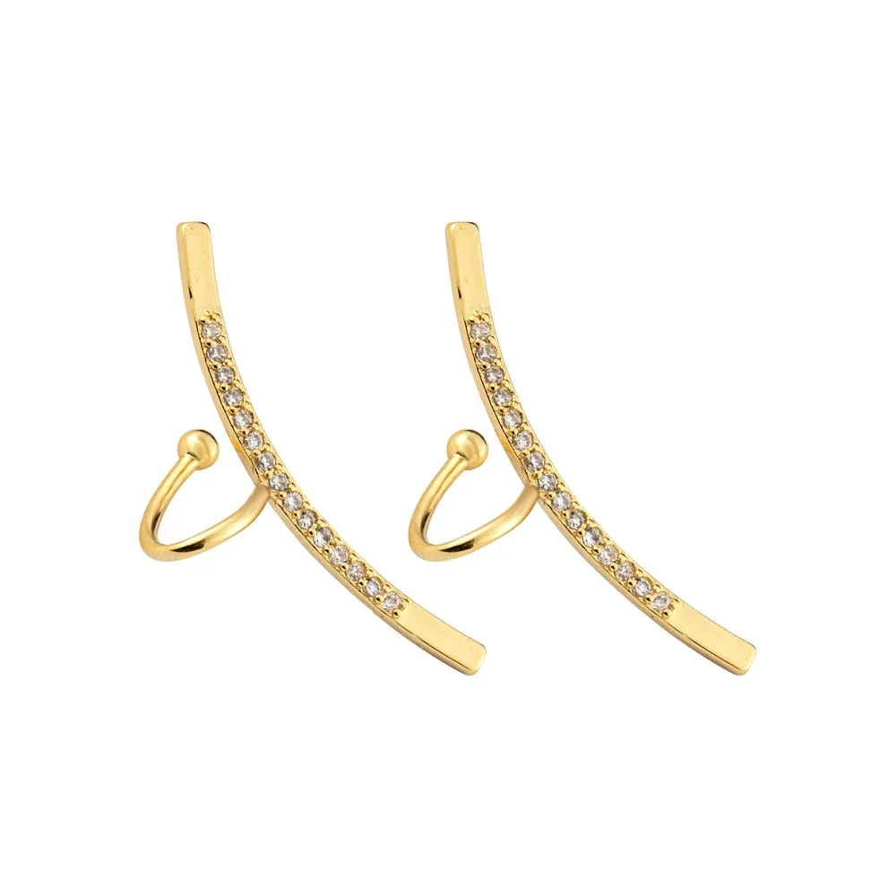 2017 Dainty Statement Earrings For Women Ear Cartilage Cuff jewelry Boucle D'oreille Zircon Curved Bar Line Jacket | Украшения и