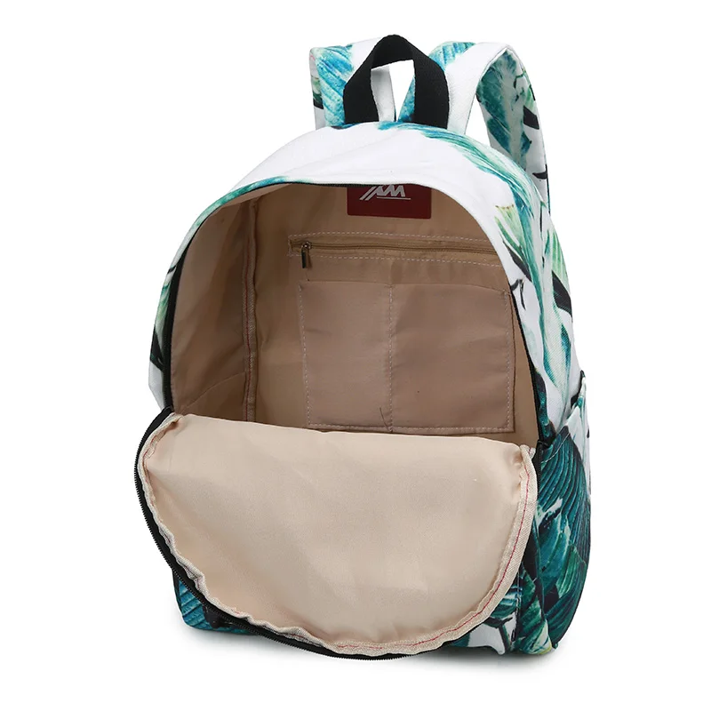 Модный женский рюкзак с принтом большой школьный красивыми листьями для девочек