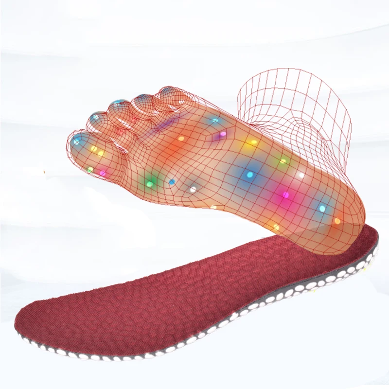 1 PAIR  E-TPE Shock absorption Insole foot massage casual shoes Super Light  Sports insole for Running basketball and football