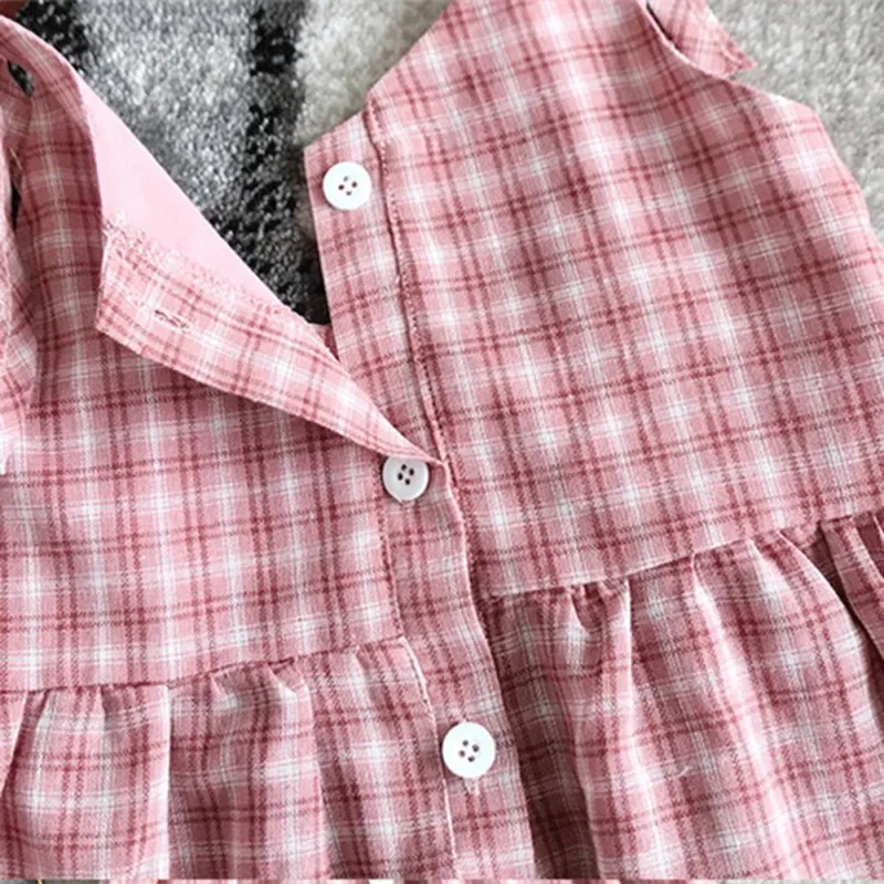 Летнее платье без рукавов Повседневное на бретелях в клетку для маленьких