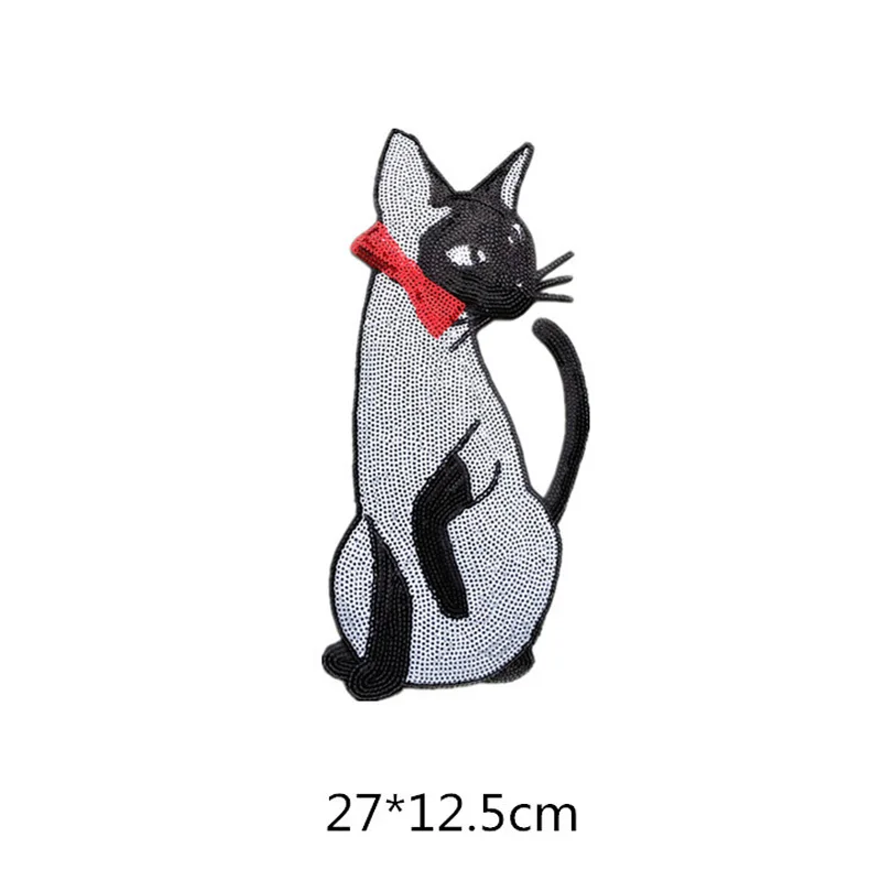 Embroidery sew On Patches for Clothing large a pair cat sequins patch DIYT shirt fashion accessories transfer applique | Дом и сад
