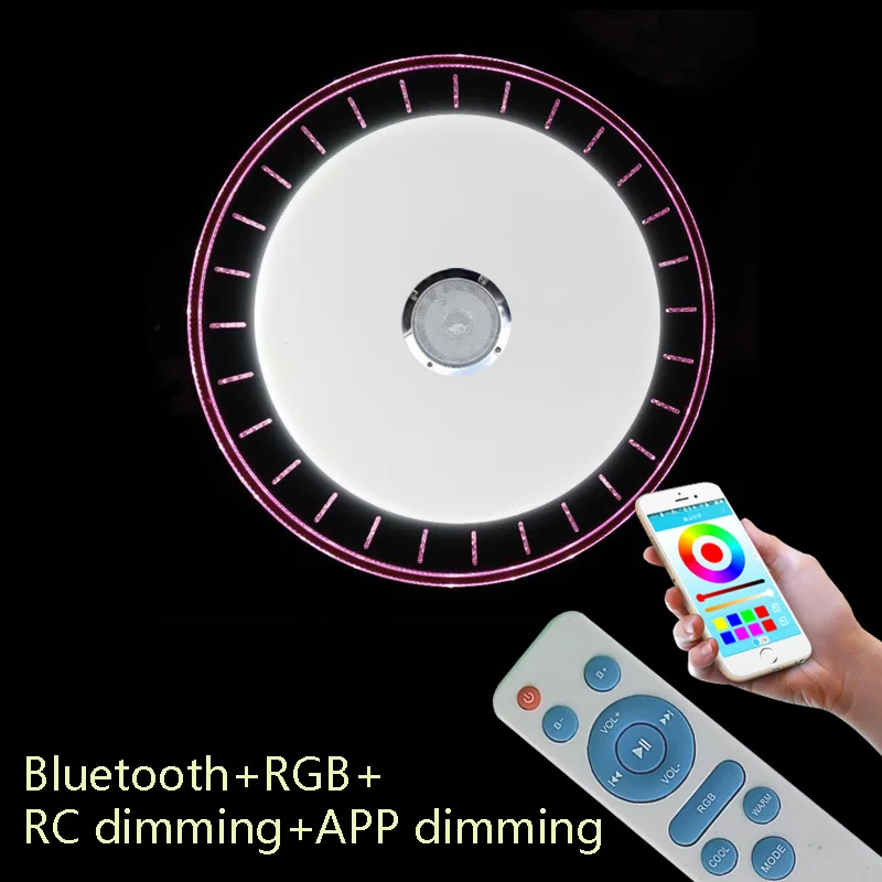 Современный светодиодный потолочный светильник RGB с регулируемой яркостью, 36 Вт, пульт дистанционного управления через Bluetooth, музыкальный светильник для гостиной, детской спальни, потолочный светильник AC85-265V - Цвет корпуса: A model