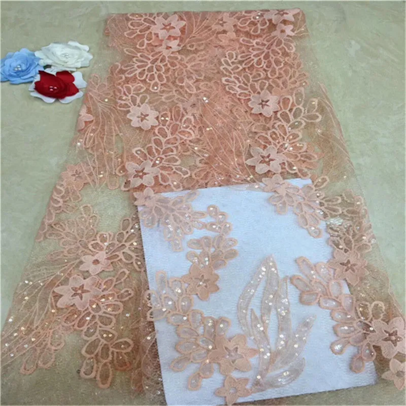 Кружевная ткань с пайетками в африканском стиле кружевная белого и золотого