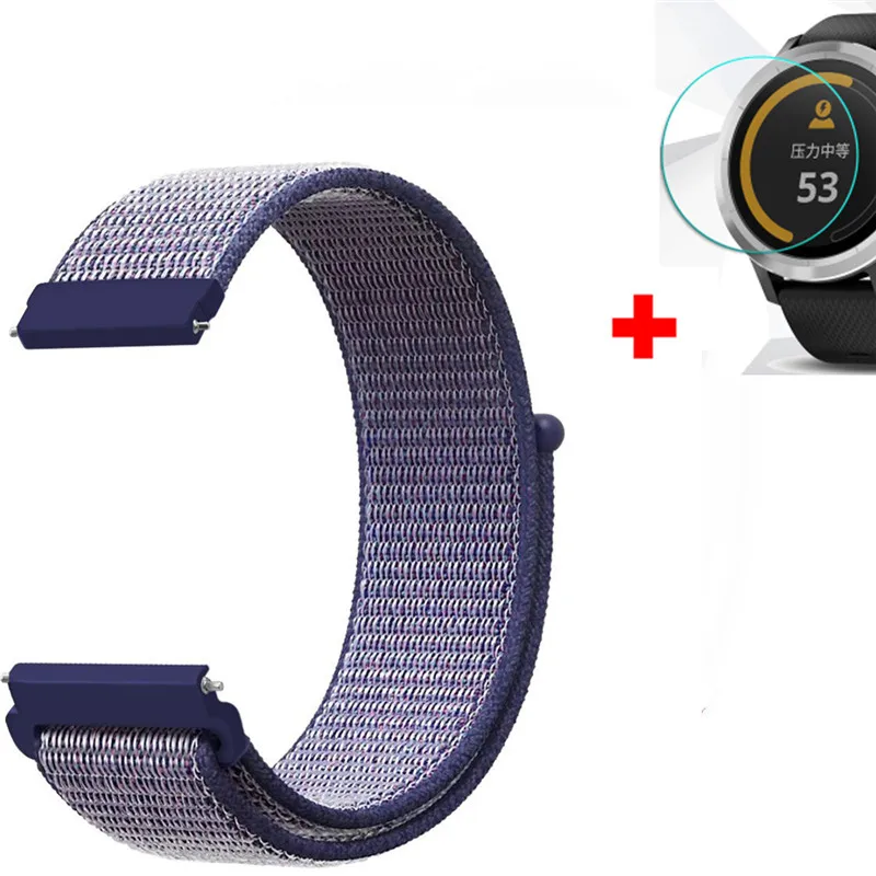 Blue 2 в 1 Смарт-часы полосы ремешок для garmin vivoactive 3 браслет нейлоновый запястье+ пленка для garmin vivoactive 3/vivomove HR часы - Цвет: Blue